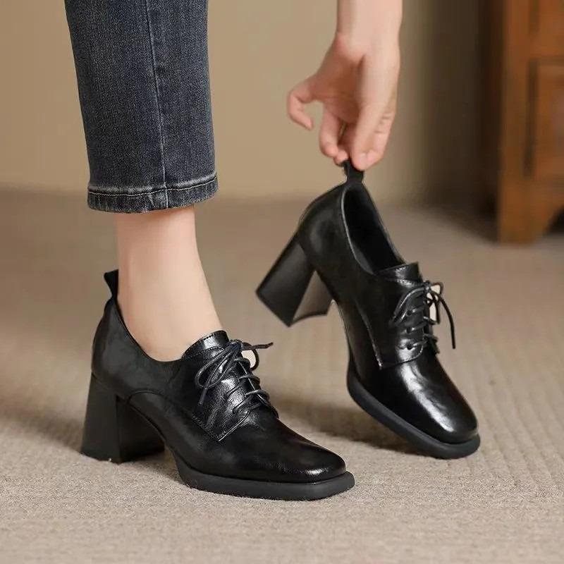 Neuer Stil Schnürschuhe mit spitzer Zehenpartie - Einzelschuh für Damen, Retro Damen High Heels
