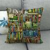 Watercolor Library Oil Painting Digital Printing Short Plush Pillow Covers For Car Sofa Office Cushion Cover Home Goods 60X60Cm