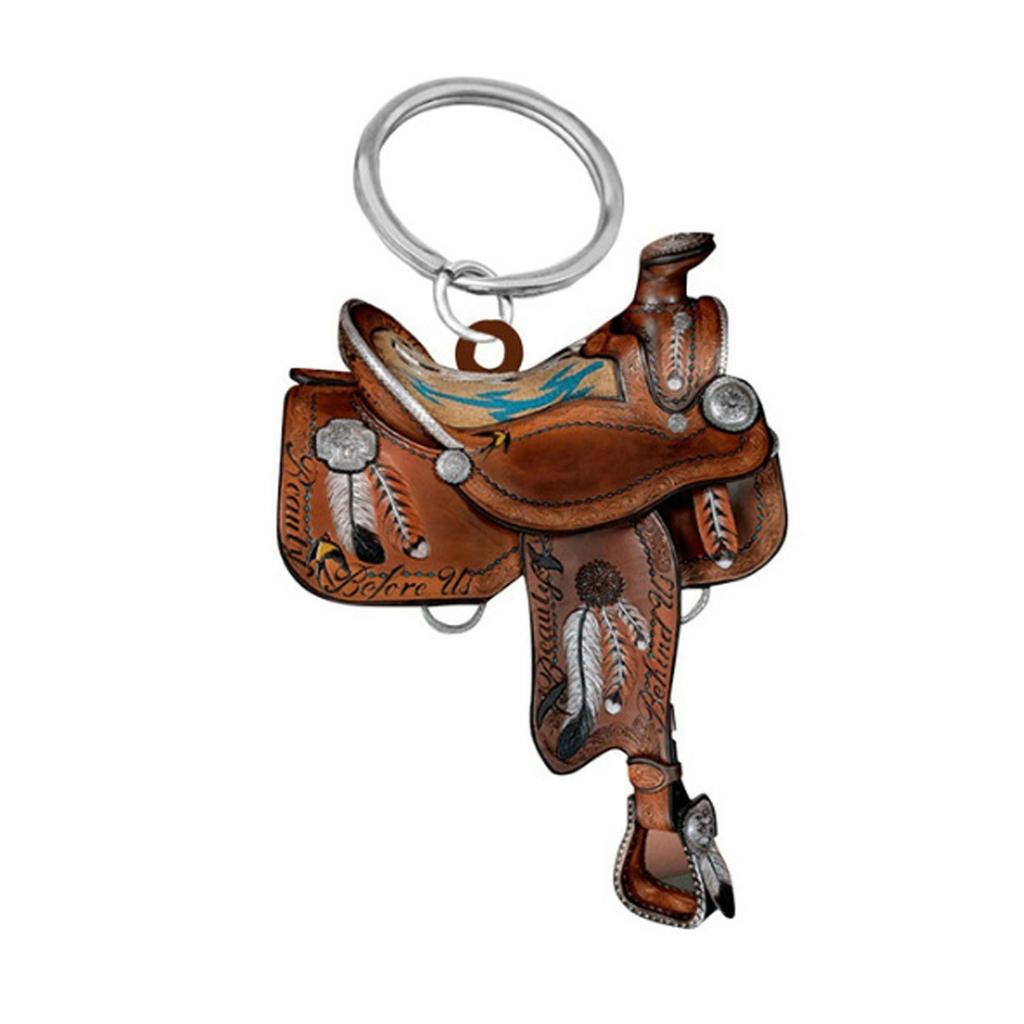 (Qunide) Saddle Car Keychain Acrylic Pendant Keychain Decorative Equestrian Enthusiast Keychain