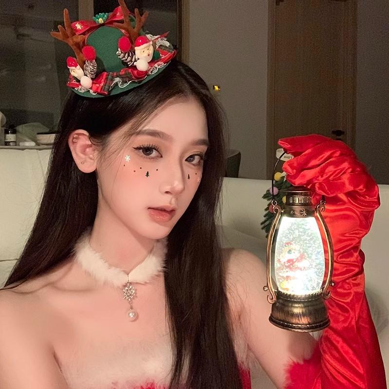 Christmas Cute Atmosphere Elk Horn Bell Hat Hairpin Women'S Headgear Autumn And Winter Sweet Birthday Photo Hair Accessories