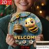 2D Flat Bee Welcome Metal Sign – Beekeeper Gift Home Decor
