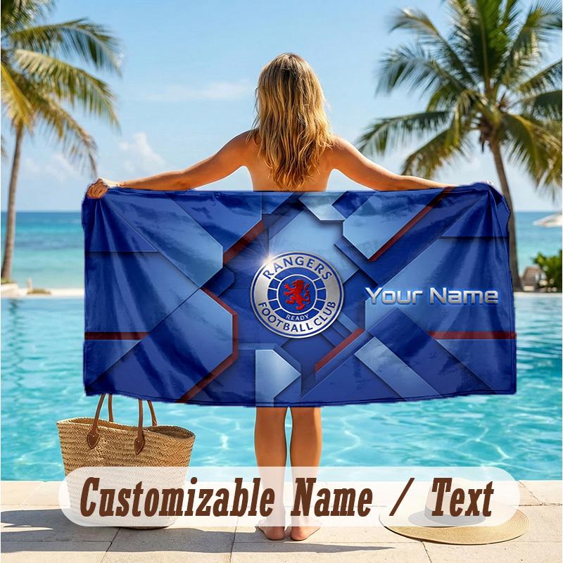 Custom Text Beach Towel, Soft Absorbent Swimming Multi-use TowelRangers FC