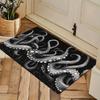 1pc Flannel Thickened Sponge Pad Rectangular Black and White Octopus Tentacle Mat Halloween Style Machine Washa