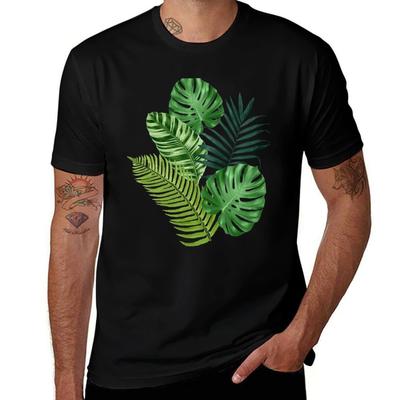 Tropical Leaves Iii Tshirt Classic Crew Neck Cotton Tshirt