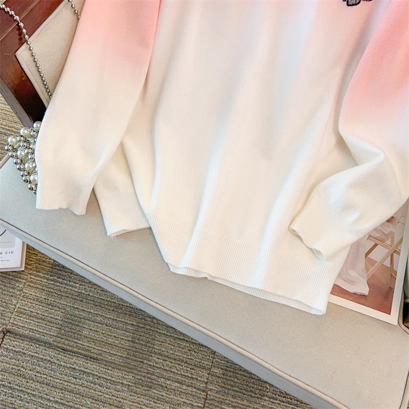 Plus-Size Women's Loose Round Neck Pullover Sweater, Bust 150/160 cm, Fits 200-350 Jin, Knit, Style 8047