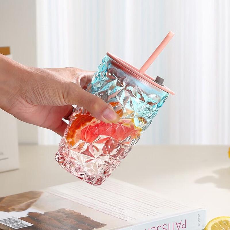 Lovwish Crystal Diamond Glass Straw Cup