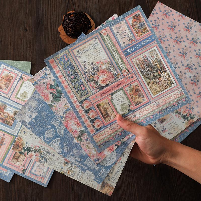 Large Retro Double-Sided Adhesive Journal Base and Decorative Background Paper Stickers