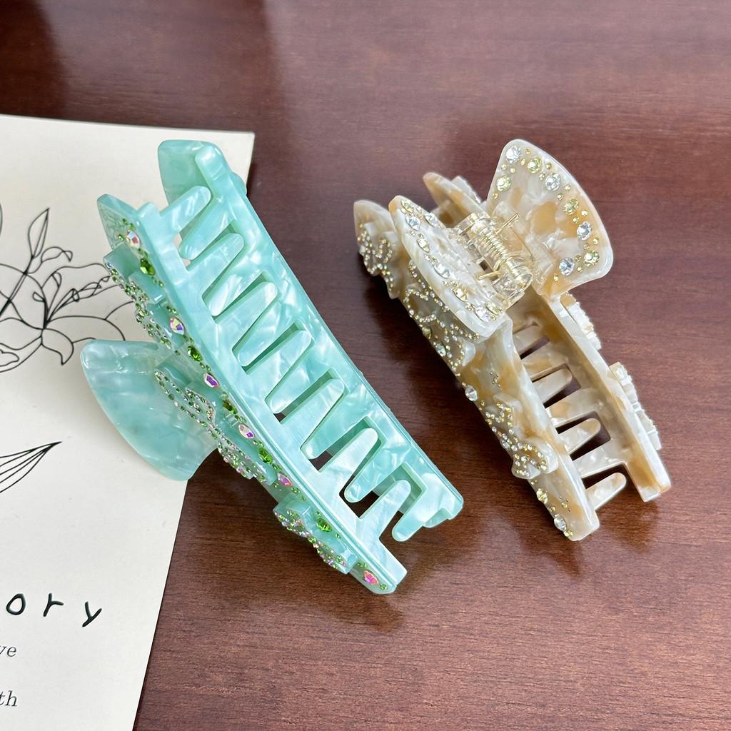 Stylish Korean Version Large Rhinestone Decorated Bowknot Hair Claw Clip For Women