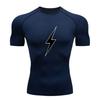 Heren Lightning Grafisch Compressie Trainingsshirt Snel Zweetafvoerend