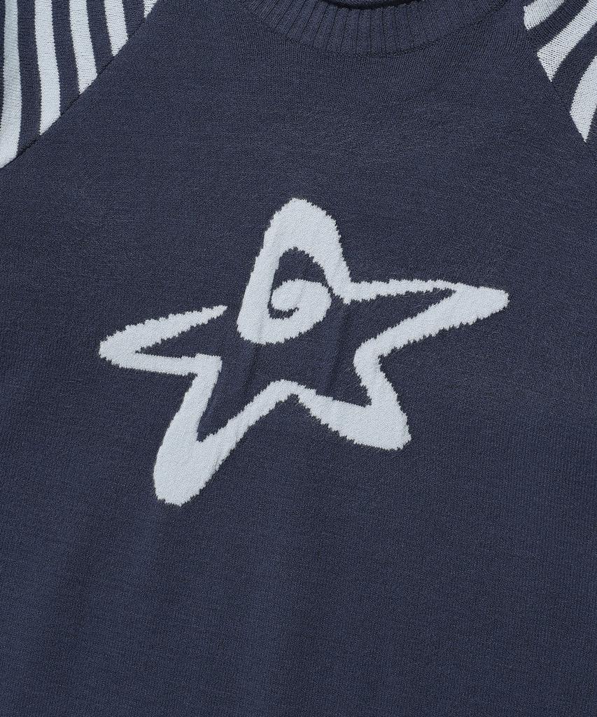 ISTKUNST Star Stripe Raglan Knit_Navy(Ik2Ffmk600A)