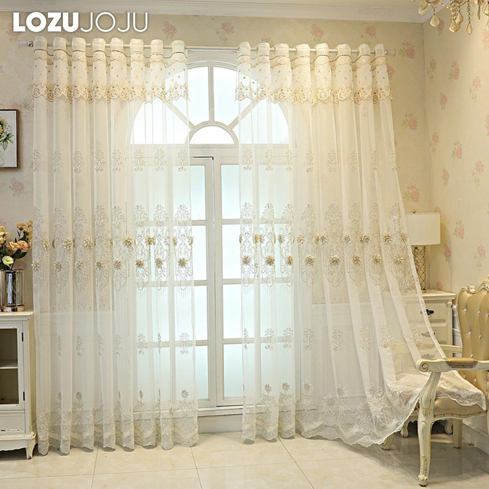 1PC LOZUJOJU Elegant European Embroidered Three-dimensional Sheer Curtain 260cm Height Tulle for Living Room Bedroom Window Decoration Home Decor