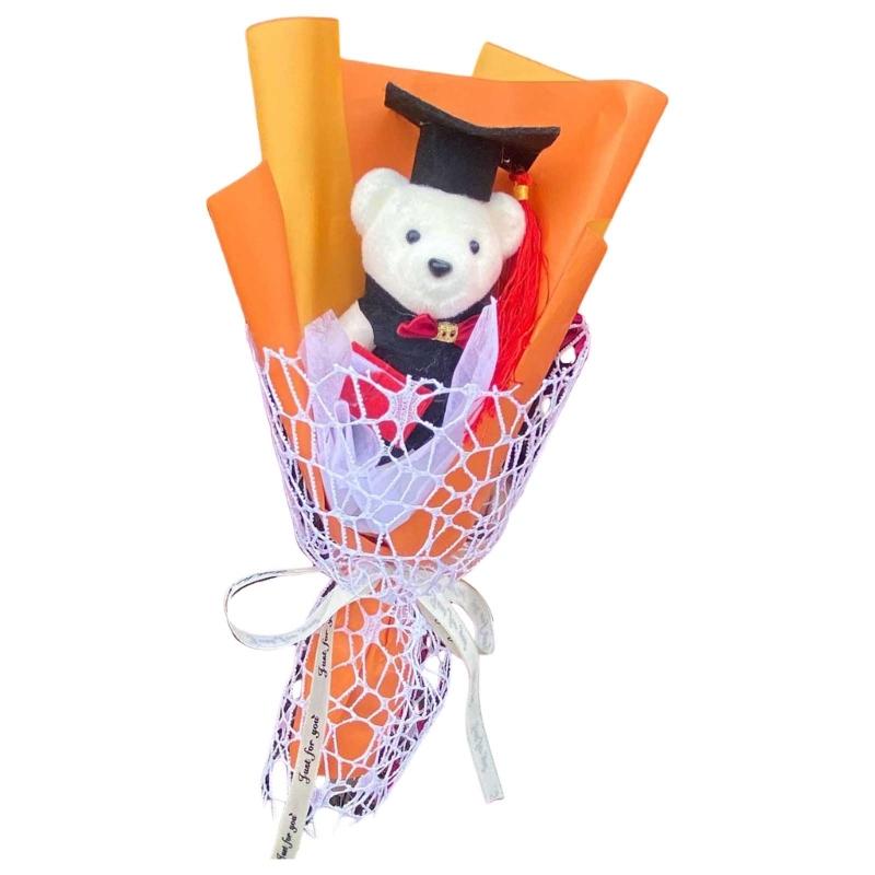 

Букеты из искусственных цветов Выпускные букеты с игрушечным мишкой Букеты для студентов и учителей на выпускные церемонии жёлтый