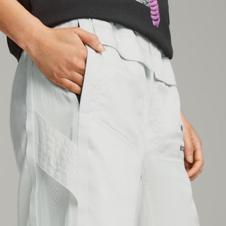 Puma Loose Letter Print Pocket Jogger Pants Women Bottoms White 538808-76