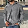 Men's Vintage Zipper Hooded Jacket With Pockets Long Sleeve Solid Color