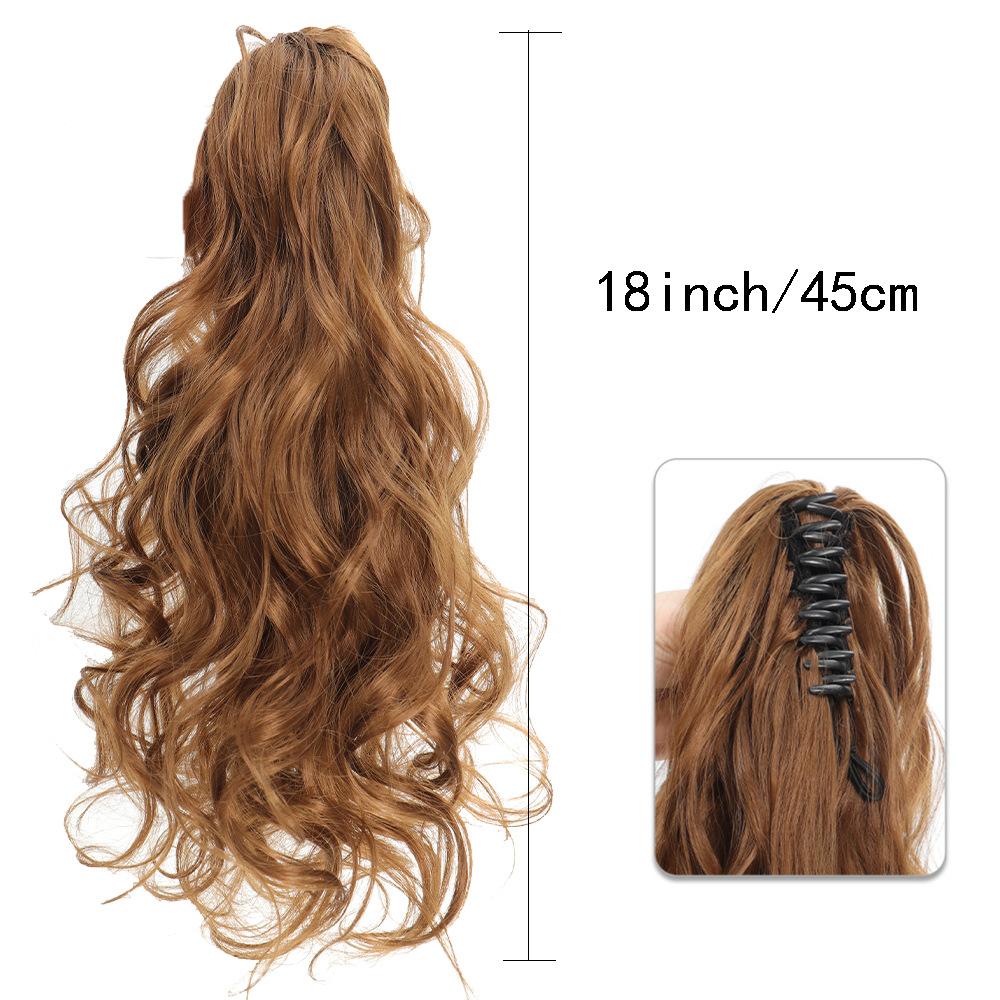 Damski duży klips do drapania fala długi kucyk kręcone włosy 18 calowa peruka