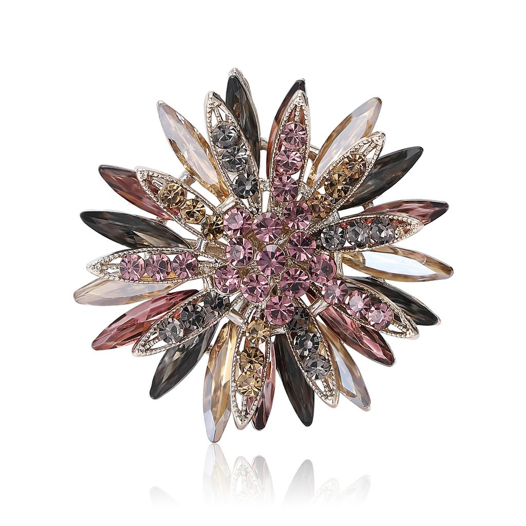 Rhinestone Sunflower Brooch for Women Unisex Lapel Pins Friends Party Gifts Banquet Jewellery Accessories
