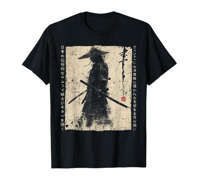 Japanese Samurai Fighter Ink Samurai Samurai, Plane, Ukiyo-e Painting, T-shirt