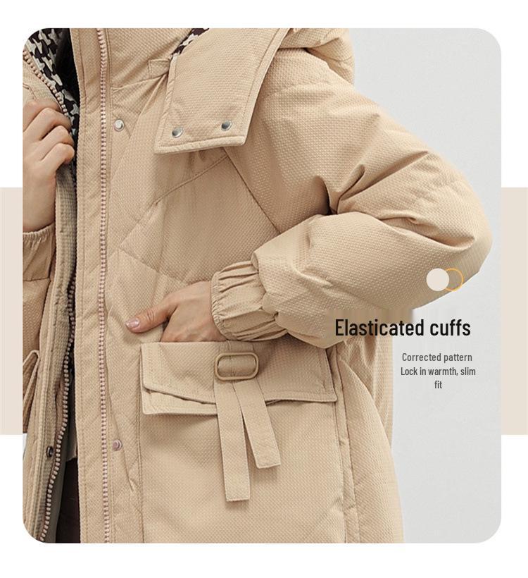 Graphene Maillard Women's Hooded Heated Mid-Length Winter Cotton Coat