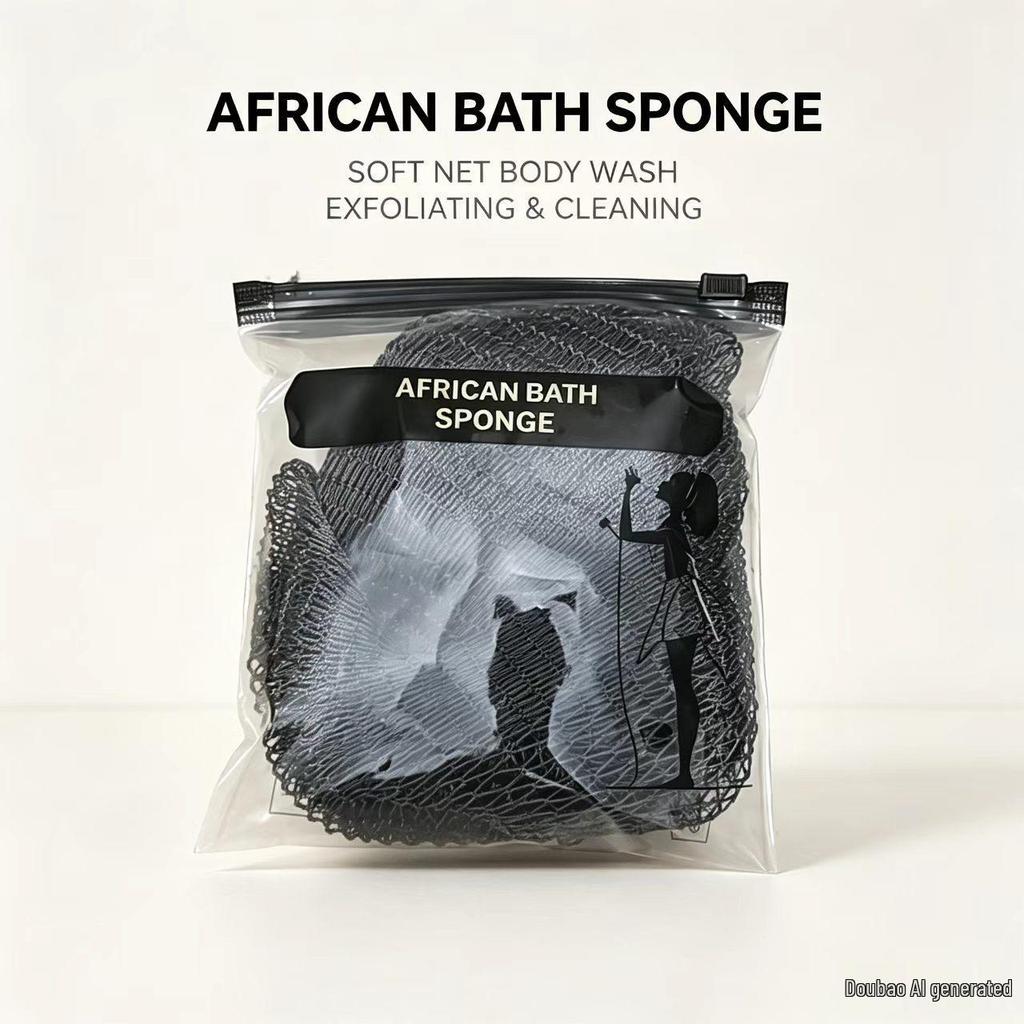 Hohe Elastizität Afrikanisches Netz-Badetuch mit Seil – Langer Sauna-Rückenschrubber zur Exfoliation und Fleckenentfernung