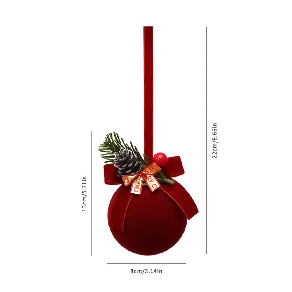 

Christmas Tree Decorations Classic Flocked Christmas Ornament Flocked Red Decoration Hangable For Window Store Festival Holiday