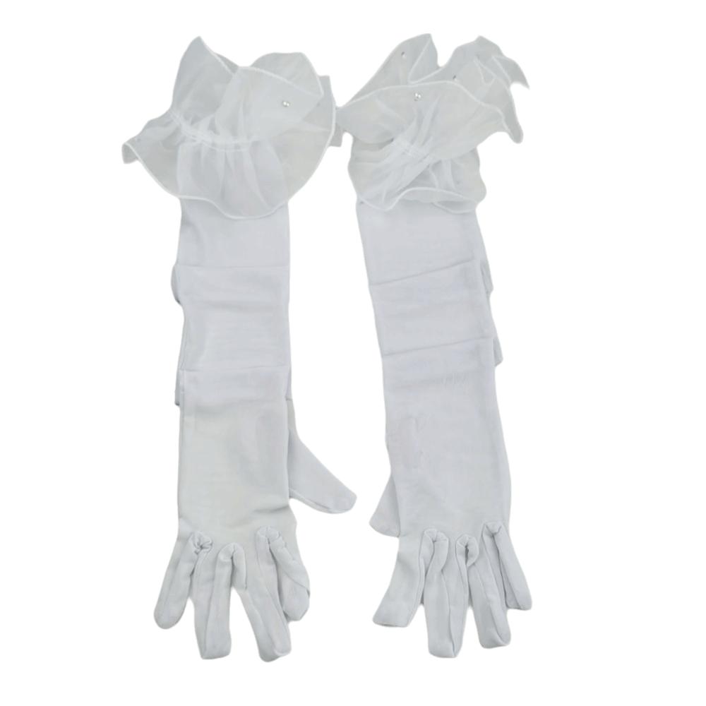 Elastic Women Long Mittens Wedding Dress Bridal Mesh Gloves Solid Lace Sleeves Gloves  Christmas