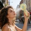 Animal Horn Mini Handheld Fan with Hanging Loop Speed Adjustable Cat Ears Cooling Fan Quiet Summer Travel Outdoor Portable Personal Fan