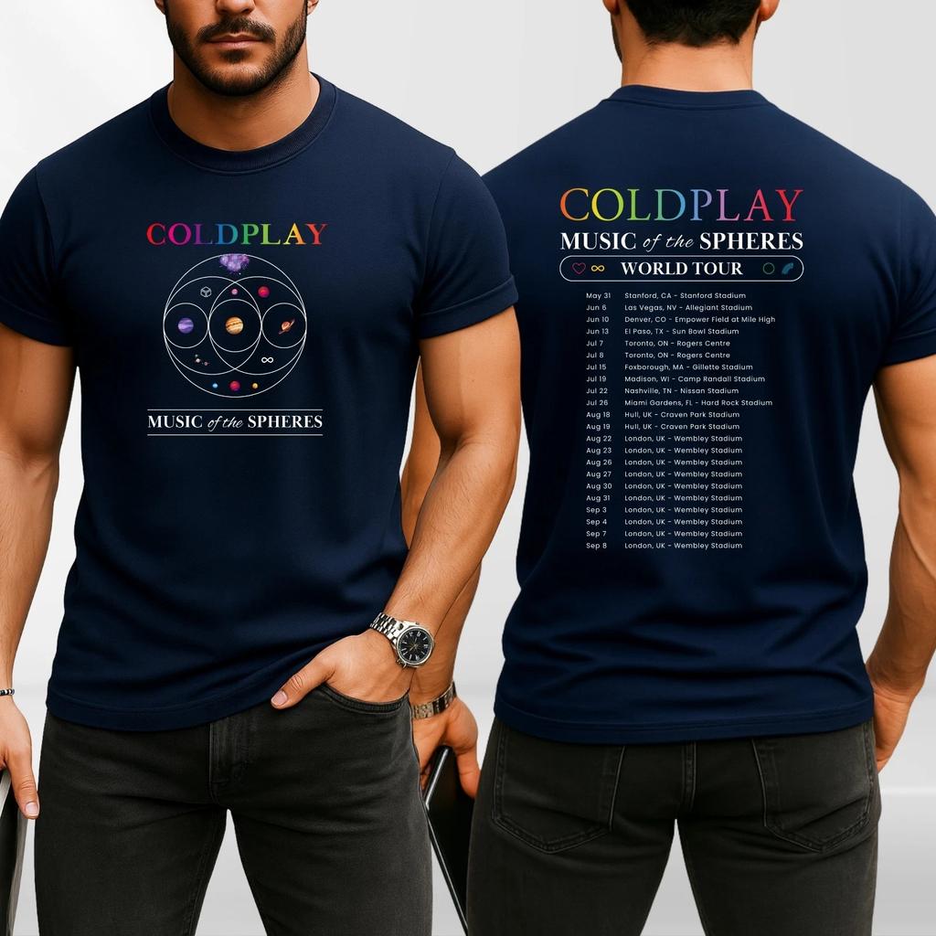 Coldplay Music of The Spheres T-Shirt World Tour Concert Tee Unisex Tops UK High-end Luxury Is for Both Men and Women Top Y2k