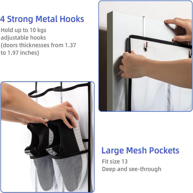Over The Door Shoe Rack With 24/28/35/40 Large Mesh Pockets Hanging Shoe Organizer For Closet Hanging Shoe Rack Holder Hanger
