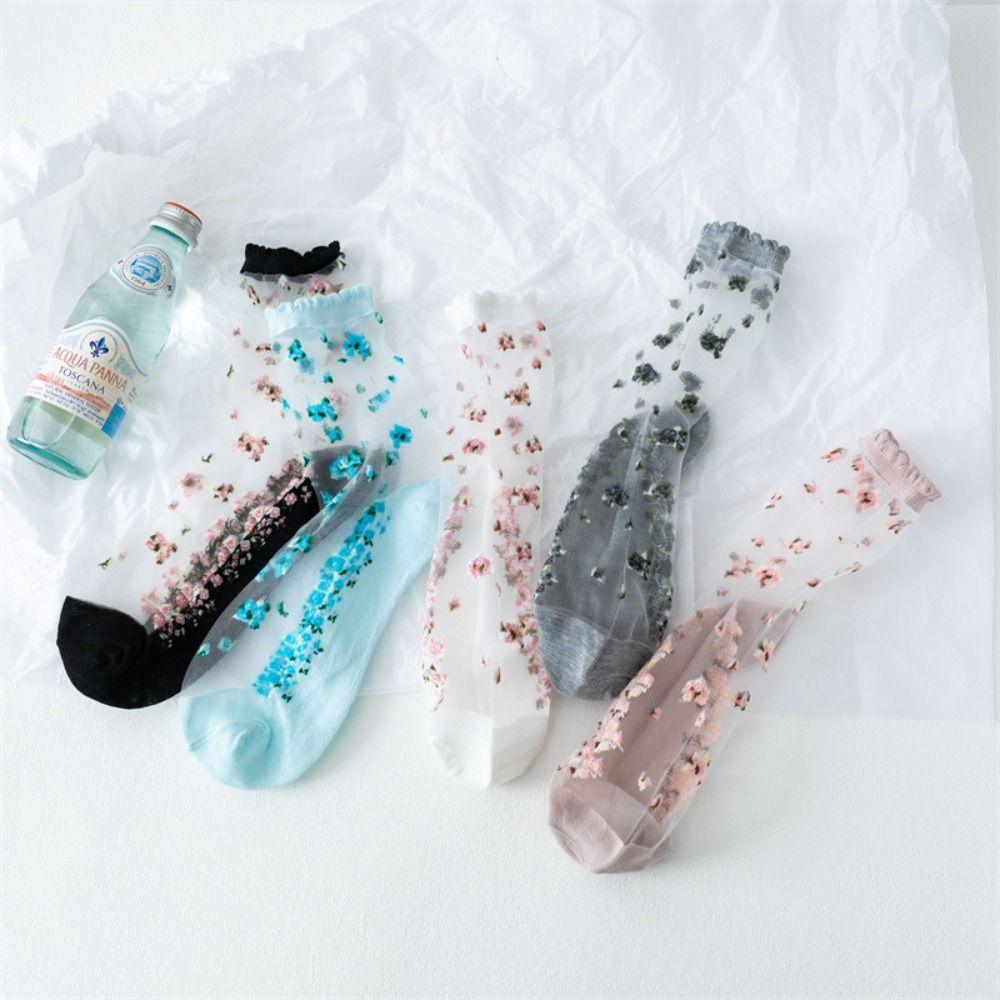 Transparent Crystal Glass Silk Socks Silk Short Socks New Lastic Socks