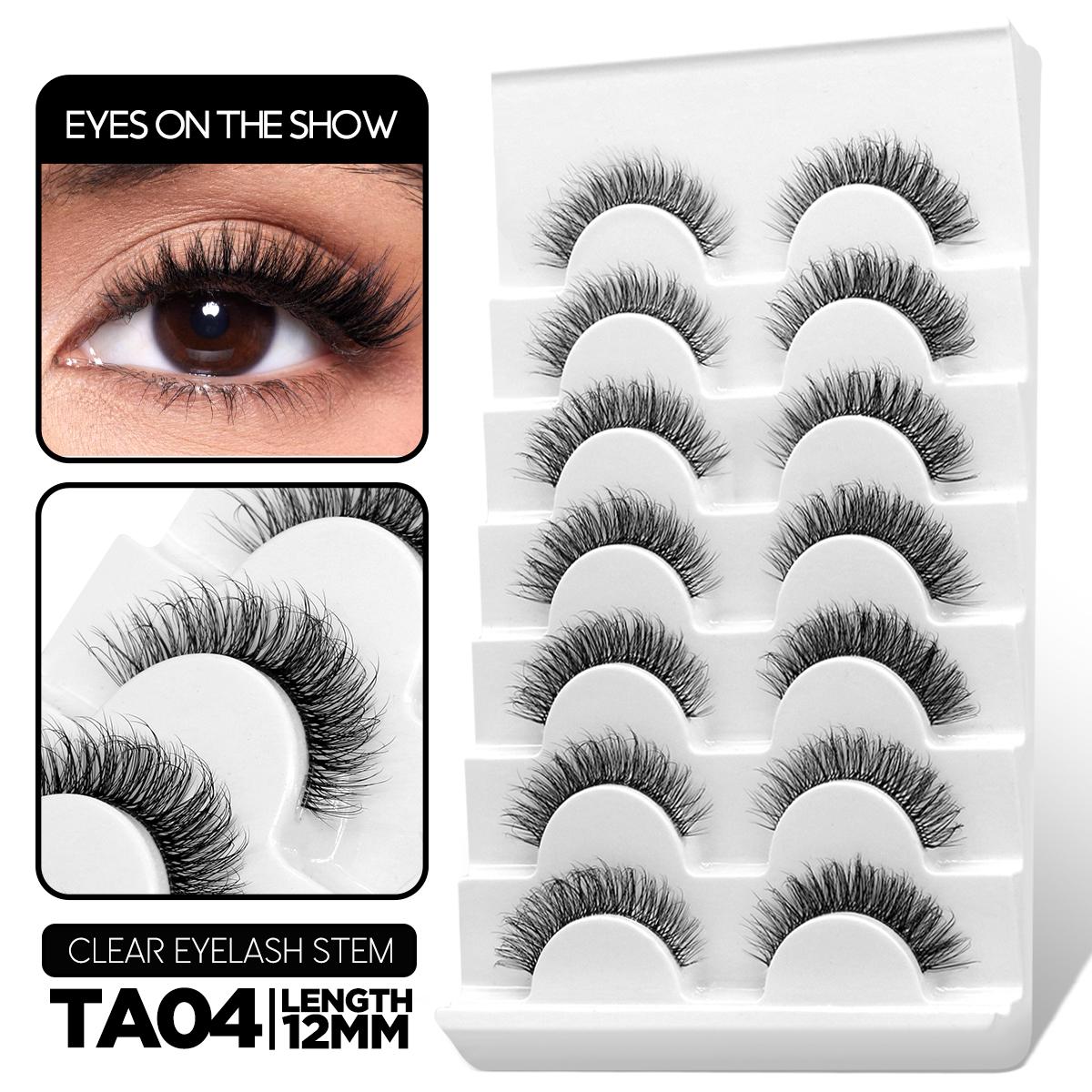 Пушистые накладные ресницы 5/7 пар натуральных кошачьих ресниц прозрачный стебель — фото 26