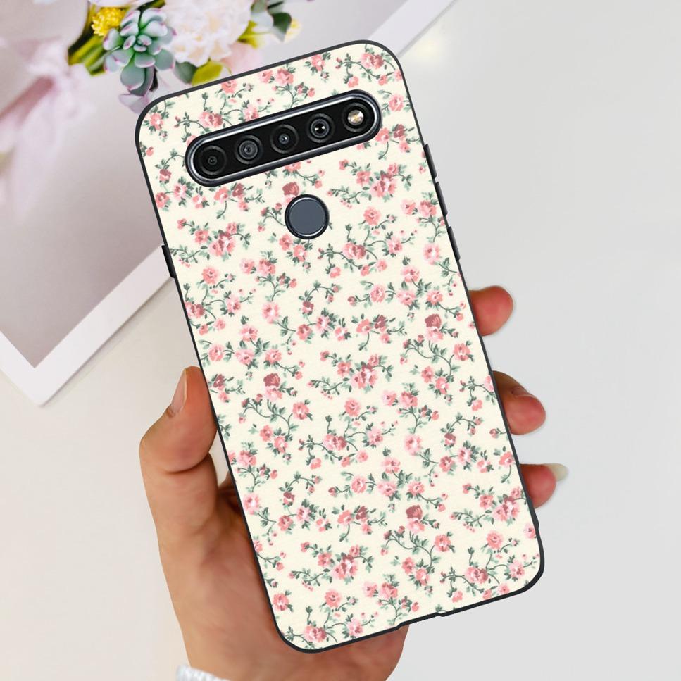 For LG K41S K 41S Case 2020 Black Silicone Cute Fashion Flower Shockproof Bumper For LGK41S LM-K410 Phone Back Cover 6.55" Funda