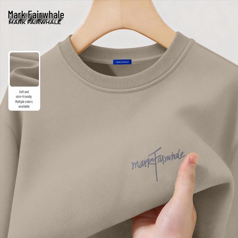 Mark Fairwhale Men's Letter Print Heavyweight Crew Neck Sweatshirt