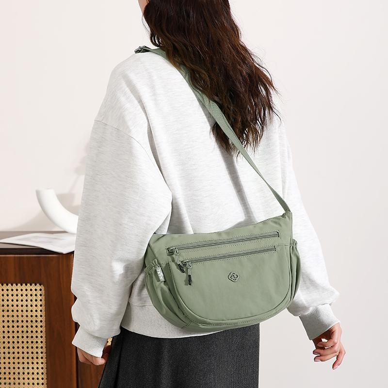 Bolso cruzado ligero de nailon para mujer con múltiples compartimentos con cremallera para viajes y uso diario