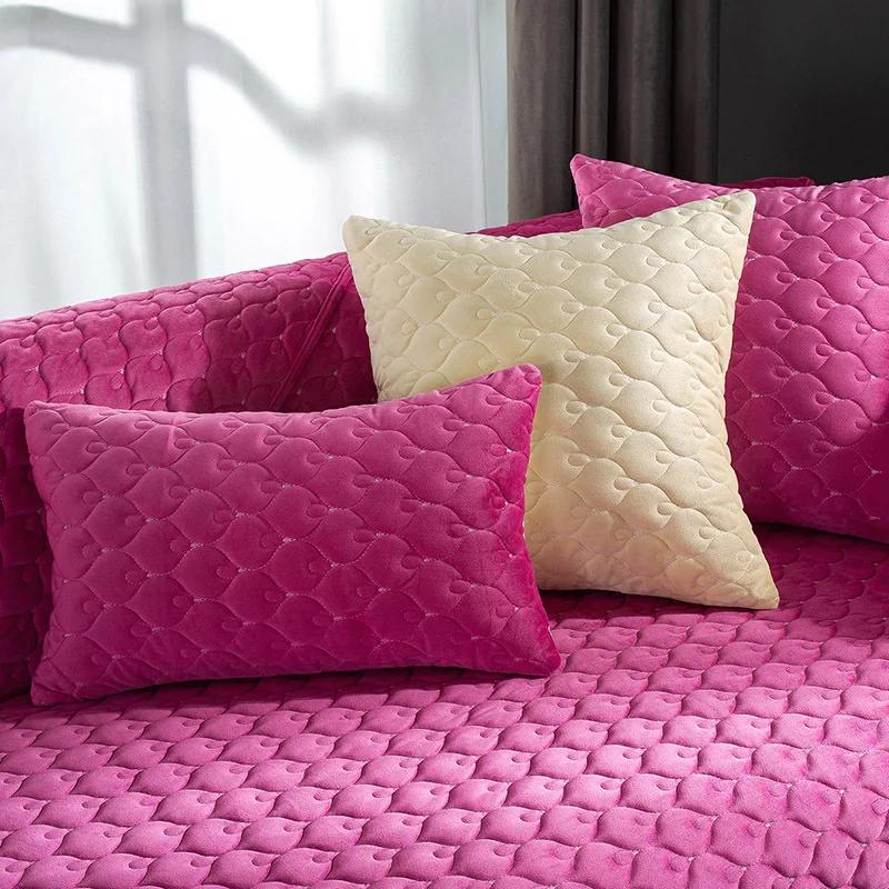 Verdickter Kurzplüsch-Sitzbezug für Wohnzimmer Warme Winter-Sofahandfläche Universal Rutschfeste Sofamatte Sofadecke Kissen
