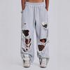 VIONA Szare Dziurawe Spodnie Damskie Y2k Dresowe Szerokie Nogawki Amerykański Retro Hip Hop Spodnie Dresowe Oversize Luźne Codzienne Streetwear Lato