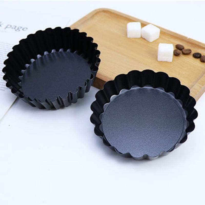 6 Pieces Mini Baking Pans Fluted Molds with Removeable Bottoms Small Baking Molds Carbon Steel Material for Kitchen Use