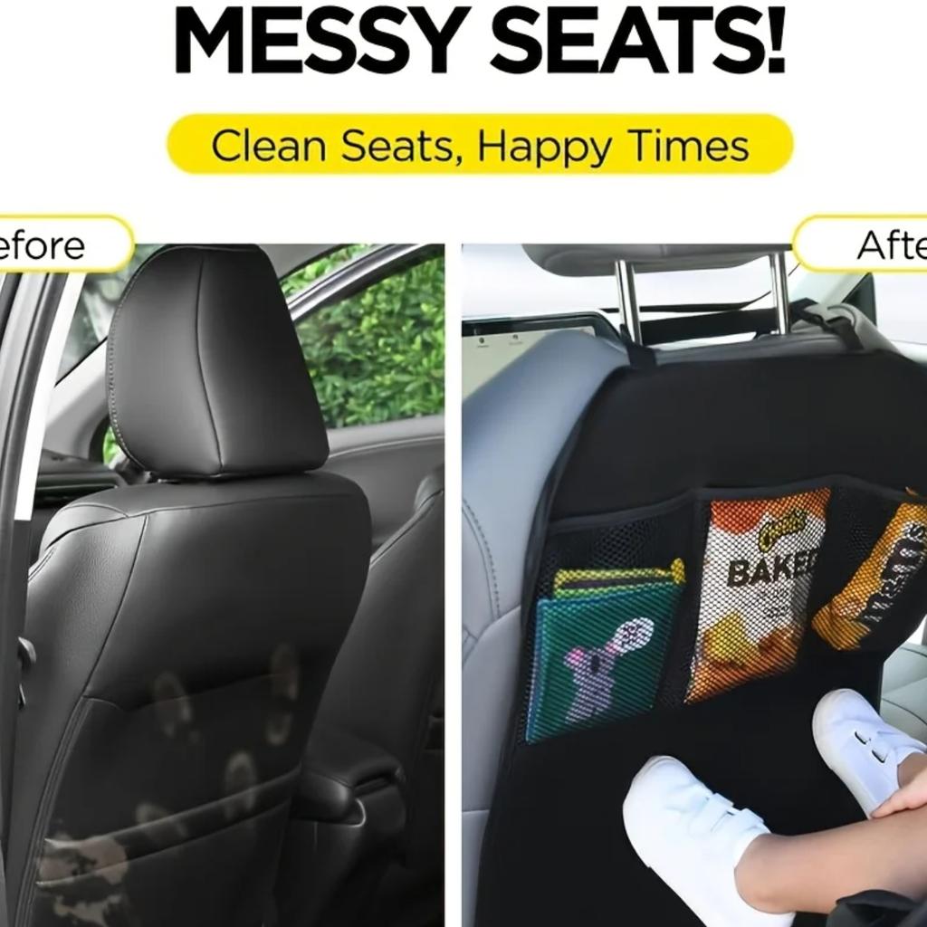 Back Seat Cover for Kids with 3 Pocket Storage Organizer, Waterproof Kick Mats Backseat Protector, Car Seat Back Protectors