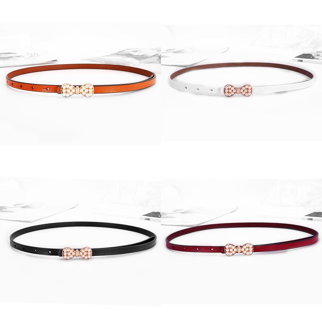 Leather Waist Belt For Women With Pearl Butterfly Decor Summer Casual Dress Accessory