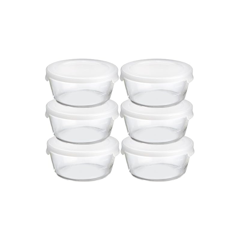 Hario Heat-Resistant Glass Storage Container, Round, 600ml, MST-60-TW, Set of 6
