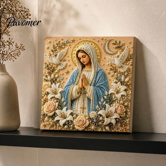 Artistic Garden Decorations DIY Jesus Pearl Art Kit, Diamond Painting for Adults, Christian Mosaic Creative Bedroom Accessories Craft Christ