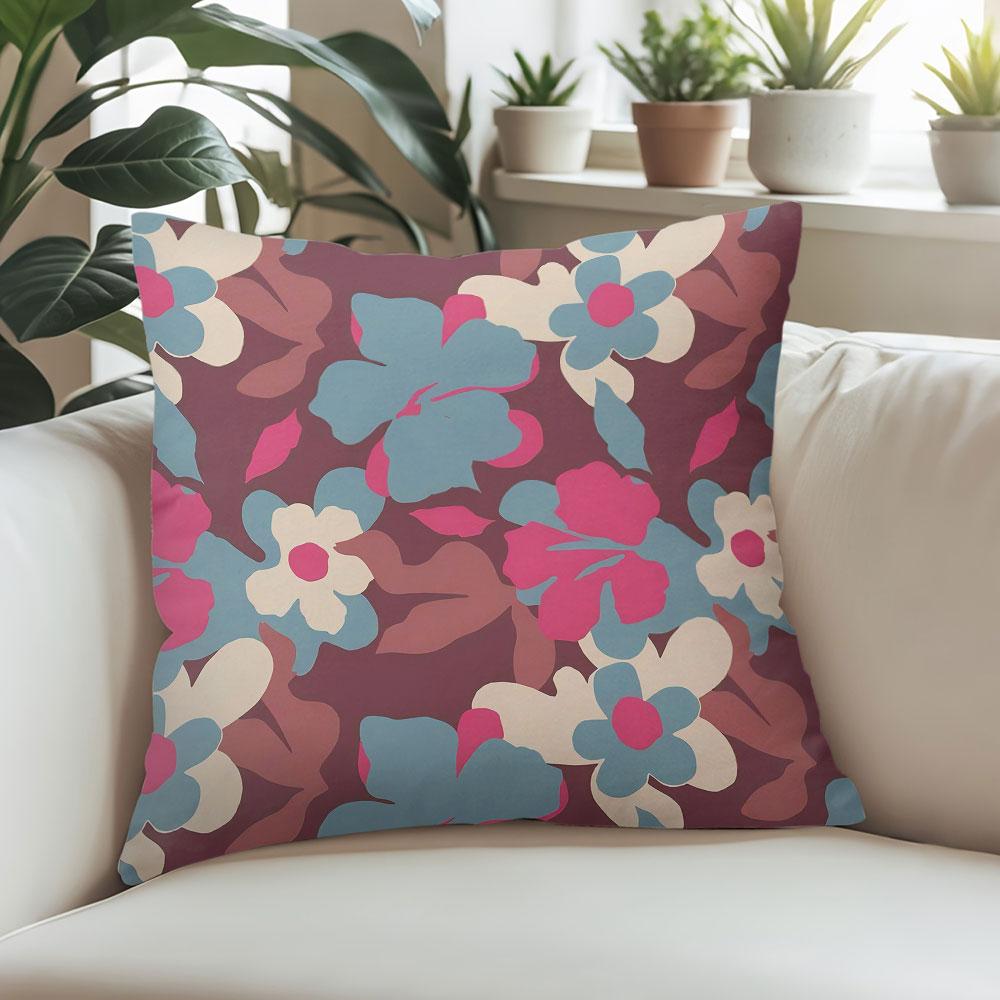 Berry Bloom Square Jacquard Pillow Cover for Sofa Office Waist Cushion Cover Home Decorative Pillowcase