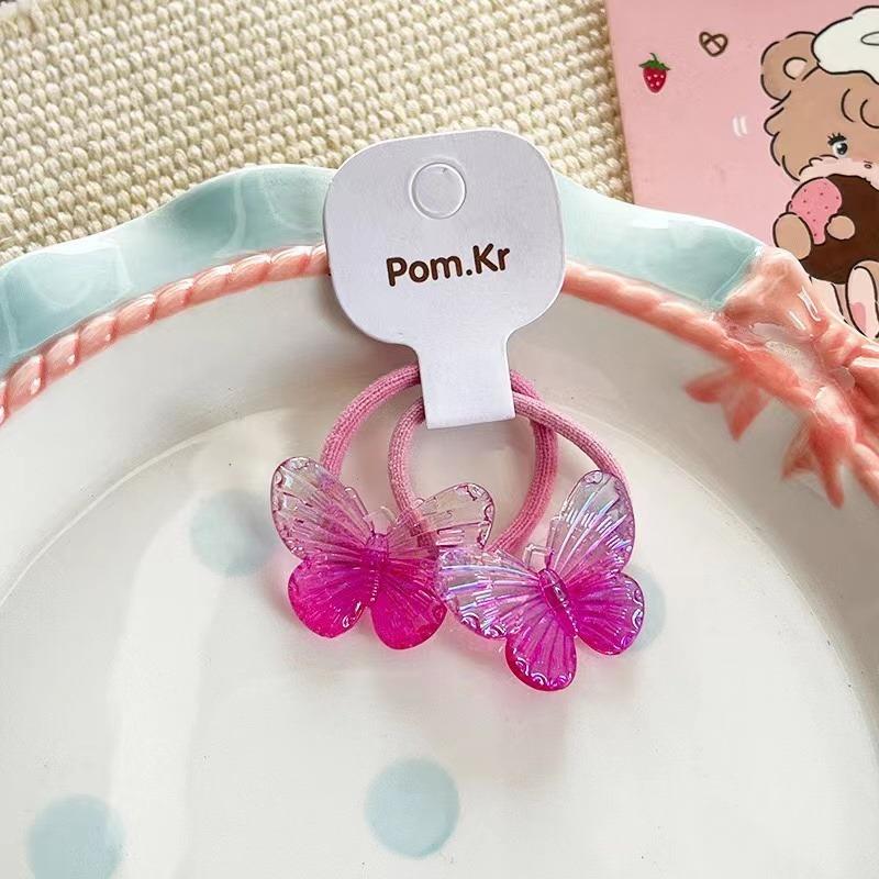 

2 шт. новые милые бронзовые головные уборы принцессы с бабочками, детские эластичные ленты для волос, детские резинки для волос, веревки, аксессуары для девочек, детский головной убор 2pcs розовый