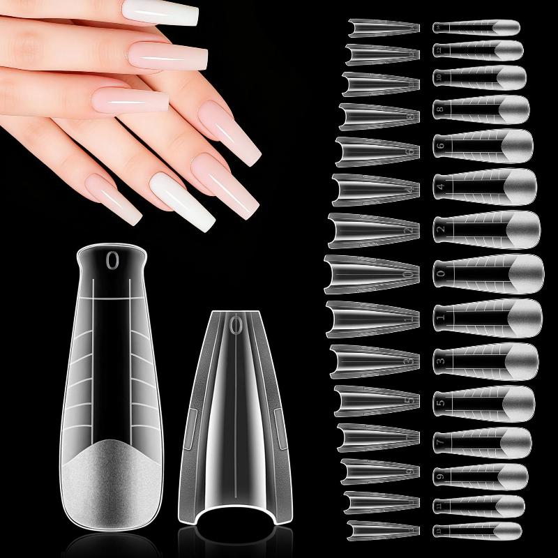 3D Layered Reusable Nail Dual Forms 240Pcs Clear Oval 15 Sizes French Style for DIY Nail Art Beginner Learners
