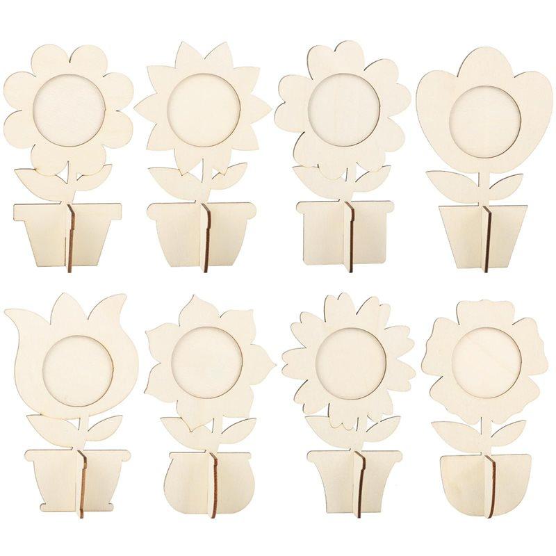 

SHGO-Wood Flowers Easter Decorations DIY Painting Accessories DIY White Embryo Flowers