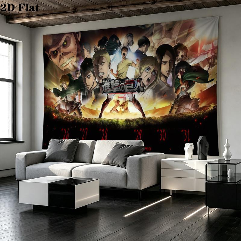 Anime Attack-on-Titan Wall Tapestry Aesthetic Wall Hanging Printed Fabric Blanket Decorative Tapestries for Bedroom Living Room Home Decor
