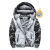Men's Sweatshirt Hooded Autumn and Winter Baseball Loose Velvet Thickened Camouflage Zipper Pocket Contrast Printed Top