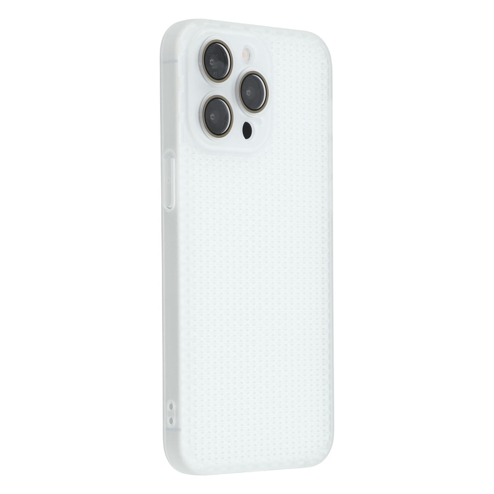 

For iPhone 14 Pro Max Case Heat Dissipation Hard PC Phone Cover with Camera Lens Protector Transparent White