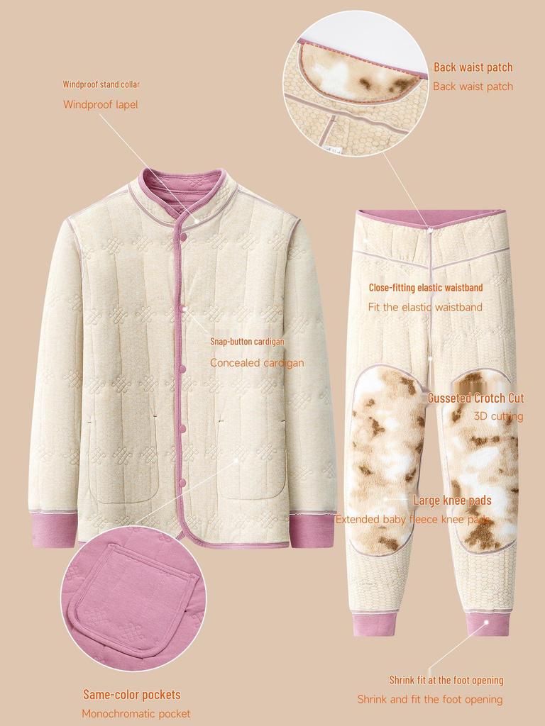 Warm Lambswool Velvet-Lined Cotton Clothing Set for Women & Grandmothers