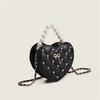 Tooxika Women's Heart Pearl Handbag, Mini Shoulder Chain Crossbody Bag