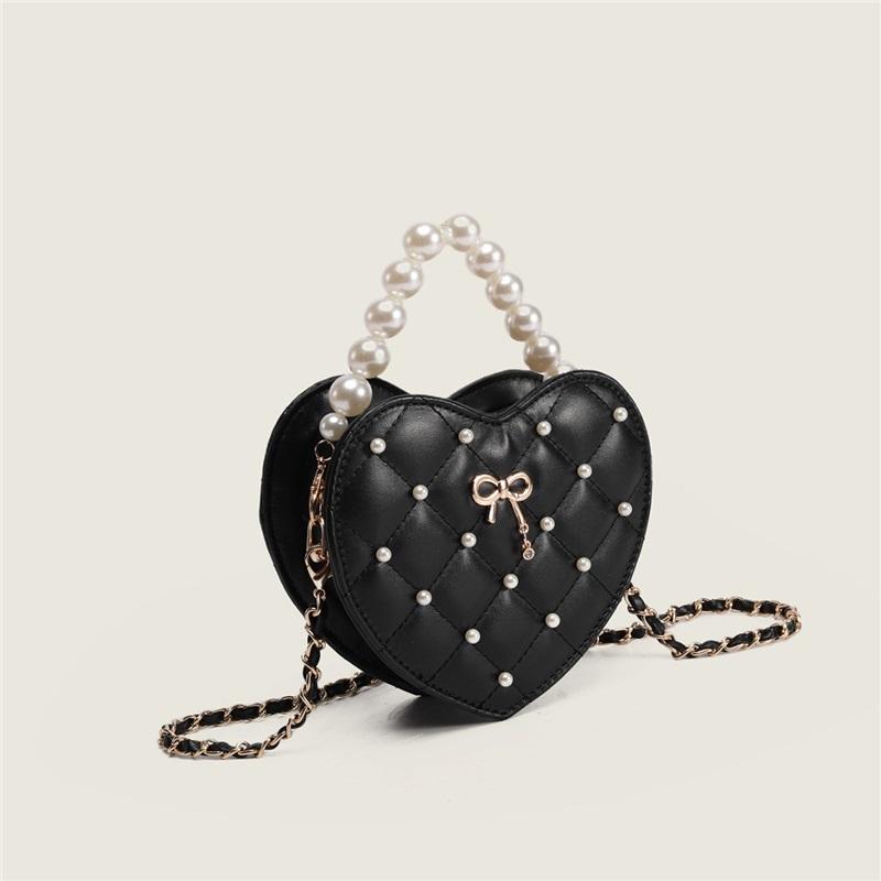 Tooxika Women's Heart Pearl Handbag, Mini Shoulder Chain Crossbody Bag